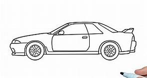 How to draw a Nissan Skyline GTR R32 step by step | Drawing Nissan gt-r r32 car