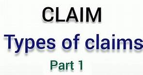 Claim settlement | types of claim | part 1