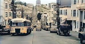 Rare unseen downtown San Francisco 1940s in color [60fps, Remastered] w/sound design added