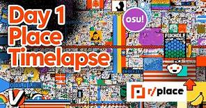Official r/place canvas timelapse: day 1