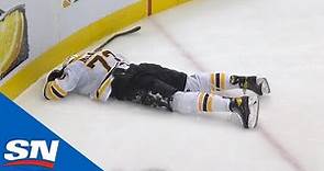 Charlie McAvoy Leaves Game After Crosscheck Head-First Into Boards By Cedric Paquette