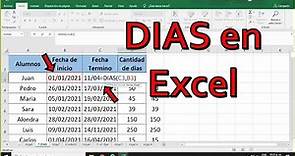 Excel Formula para contar días entre fechas