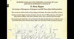 Gary Gygax Day Presents The Gary Gygax Park Bench Dedication