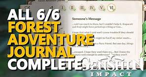 Forest Adventure Journal Genshin Impact All 6/6 Quests Complete