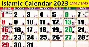 Islamic Calendar 2023 | Islamic Calendar 2023 With English Dates | islamic calendar 1444-1445 Hijri