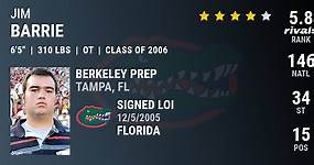 Jim Barrie 2006 Offensive Tackle Florida
