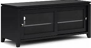 SIMPLIHOME Cosmopolitan SOLID WOOD 48 Inch Wide Contemporary TV Media Stand in Black for TVs up to 55 Inch, For the Living Room and Entertainment Center
