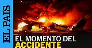 JAPÓN: Un avión de Japan Airlines se incendia en el aeropuerto de Tokio tras chocar con otro