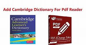 Add Cambridge Dictionary Tool For Pdf Reader [PDF-XChange Editor]