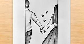 Romantic Couple Holding Hand Drawing Pencil Sketch/ Love Couple Drawing/ How to Draw Romantic couple