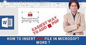 How to insert pdf file in Microsoft word ?