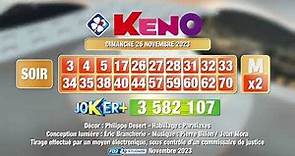 Tirage du soir Keno® du 26 novembre 2023 - Résultat officiel - FDJ