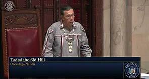 Chief Tadodaho Sid Hill from the Onondaga Nation Gives Invocation in New York Senate Chamber