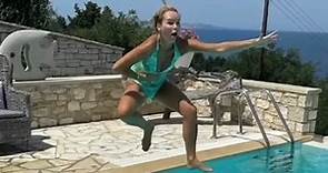 Amanda Holden shares hilarious mid-air poses as she jumps in pool