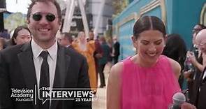 Nominees Ali Krug and Theodore Bressman ("Pam & Tommy") on the 2022 Primetime Emmys Red Carpet