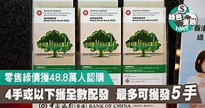 【綠色債券】零售綠債獲48.8萬人認購　4手或以下獲全數配發　最多可獲發5手　 - 香港經濟日報 - 理財 - 綠色金融