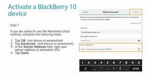 Activate a BlackBerry 10 device