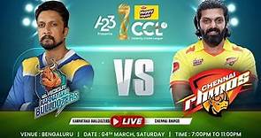 CCL 2023 LIVE - Karnataka Bulldozers vs Chennai Rhinos | Match 10 #A23Rummy #HappyHappyCCL