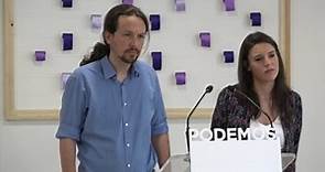 Rueda de prensa de Pablo Iglesias e Irene Montero