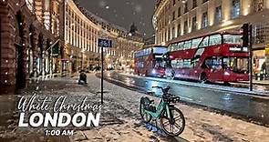 1AM Snowfall in Central London - 4K Walking tour of London in the Winter Snow Slush ❄️
