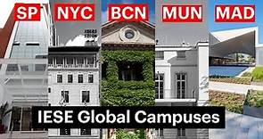 IESE Business School campuses: Barcelona, Madrid, Munich, New York, São Paulo