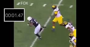Michigan DT Kenneth Grant chases down RB by covering 20 yards in 2.7 seconds - NFL Draft 2025