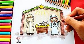 Cómo dibujar el Nacimiento de Jesús (Navidad) | How to draw the Birth of Jesus
