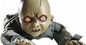 AW Animated Crawling Baby Zombie Scary Ghost Baby Doll Halloween Haunted House Decor Sound Sensor Flashing Eyes