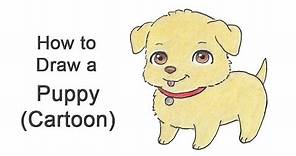 How to Draw a Cartoon Dog / Puppy (Golden Retriever)