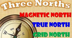 True North, Magnetic North, Grid North; Magnetic Declination
