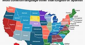This map shows the most commonly spoken language in every US state, excluding English and Spanish