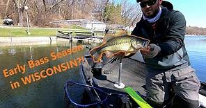Wisconsin Early Catch and Release Bass Fishing!!! Delavan Lake