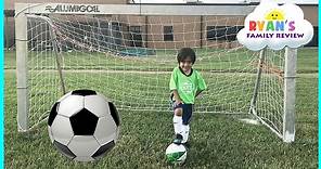 Family Fun Kids Outdoor Activities! Ryan First Soccer Practice and First Game Highlights!