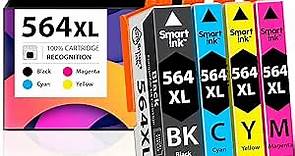 Smart Ink Compatible Ink Cartridge Replacement for HP 564 XL 564XL High Yield (4 Combo Pack) for DeskJet 3520 3522 Photosmart 7520 6520 5520 7525 5514 7510 OfficeJet 4620 Printers