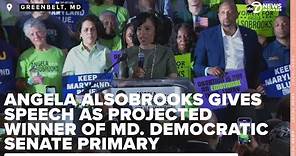 Angela Alsobrooks gives speech as projected winner of Md. Democratic Senate Primary