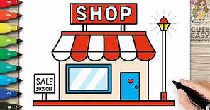 How to Draw a Shop Easy Step by Step
