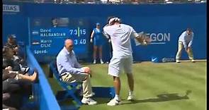 David Nalbandian attacks Linesman/Referee. Gets disqualified Tennis - Queens 2012 Final