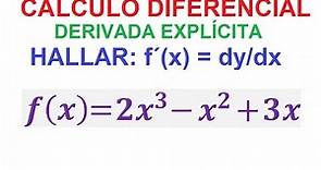 3) DERIVAR: f(x)= 2x³ - x² + 3x //DERIVADA DE UNA POTENCIA//.
