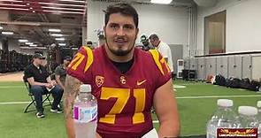 Offensive lineman Michael Tarquin at USC Media Day