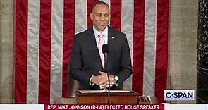Minority Leader Hakeem Jeffries (D-NY) addresses the U.S. House of Representatives