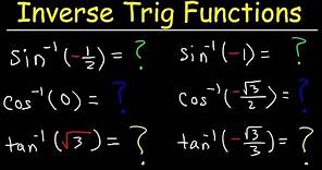 Evaluating Inverse Trigonometric Functions