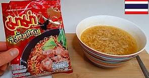 MAMA Tom Saab Thai Instant Noodles (Review Mukbang) มาม่า บะหมี่กึ่งสำเร็จรูป รสต้มแซ่บ 🇹🇭