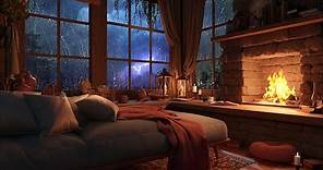 Cozy Rain on Window - Thunderstorm & Warm Fireplace | Deep Sleep, Study, and Relaxation Sounds
