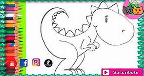 Como dibujar un dinosaurio🦖 rex facil para niños T REX Como colorear un dinosaurio Dibujos felices�