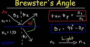 Brewster's Angle, Polarization of Light, Polarizing Angle - Physics Problems