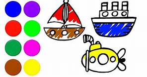 Dibuja y colorea transportes acuáticos 🚢🎨 Vídeos para niños