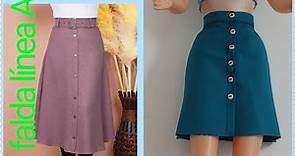 hermosa falda línea A ,en solo 15 minutos # fácil, transforma tu patrón básico en varios diseños 😍