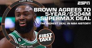 Jaylen Brown agrees to a 5-year/$304M supermax contract extension with Celtics | First Take