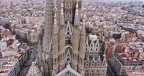 La Sagrada Família Basilica, Barcelona, Spain - Drone Footage Feb 2022