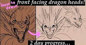 how to draw a front-facing dragon! | dragon head tutorial